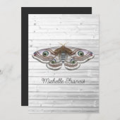 Mystical Celestial Gold Moths Invitation Kaart (Voorkant / Achterkant)