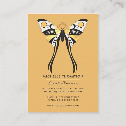 Mystical Celestial Gold Moths Visitekaartje (Achterkant)