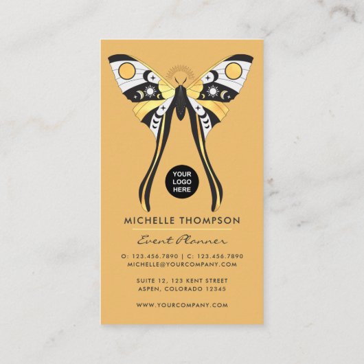 Mystical Celestial Gold Moths Visitekaartje (Achterkant)