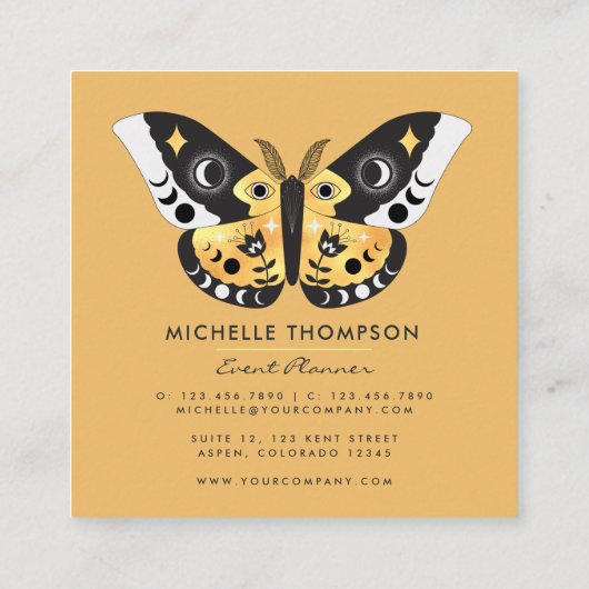 Mystical Celestial Gold Moths Visitekaartje (Achterkant)