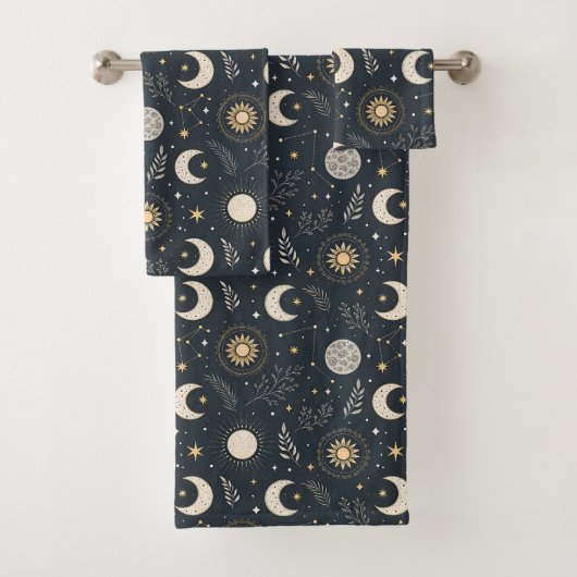 Mystical Celestial Moon Pattern Bad Handdoek (Insitu)