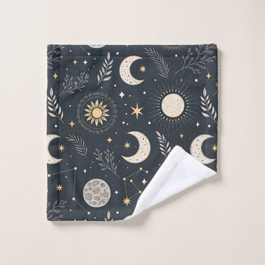 Mystical Celestial Moon Pattern Bad Handdoek (Wasdoekje)
