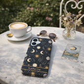 Mystical Celestial Moon Pattern Custom Name iPhone 16 Hoesje