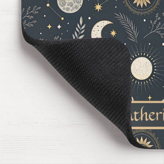 Mystical Celestial Moon Pattern Custom Name Muismat (Hoek)