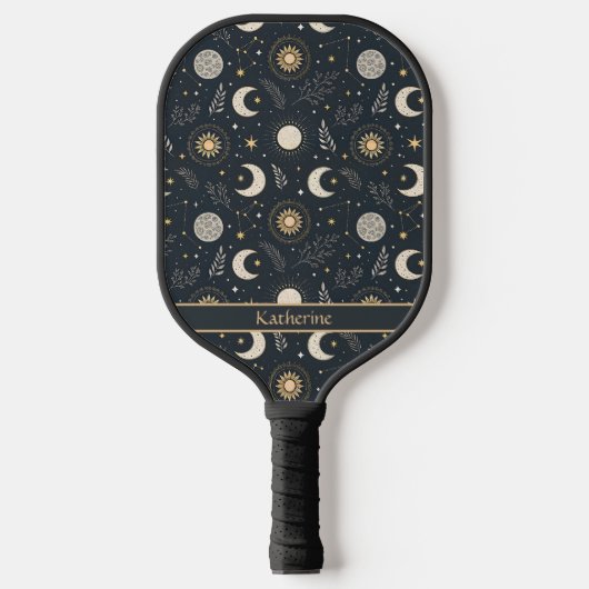 Mystical Celestial Moon Pattern Custom Name Pickleball Paddle (Voorkant)