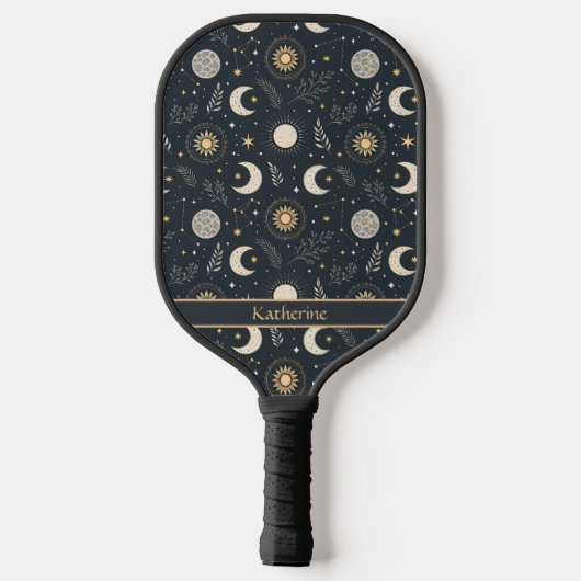 Mystical Celestial Moon Pattern Custom Name Pickleball Paddle (Achterkant)