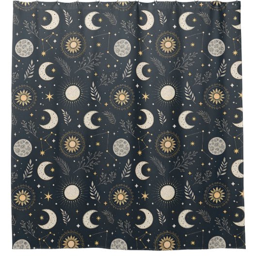Mystical Celestial Moon Pattern Douchegordijn (Voorkant)