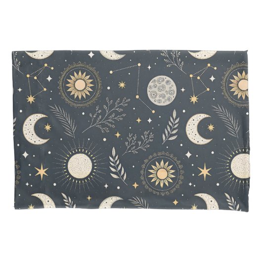 Mystical Celestial Moon Pattern Kussensloop (Voorkant)