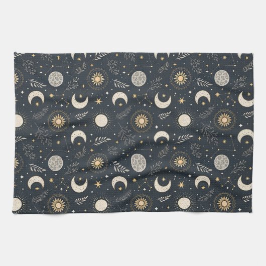 Mystical Celestial Moon Pattern Theedoek (Horizontaal)