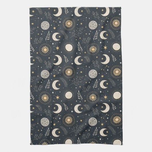 Mystical Celestial Moon Pattern Theedoek (Verticaal)