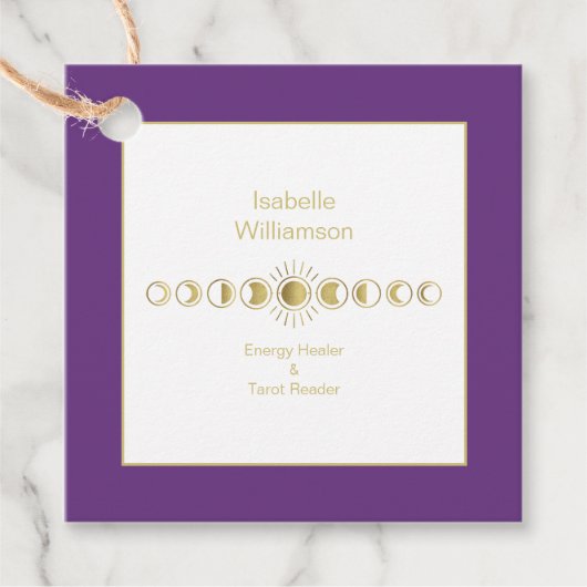 Mystical Celestial Moon Phase Amethyst Spiritueel Bedankjes Labels (Voorkant)