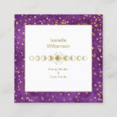 Mystical Celestial Moon Phase Amethyst Spiritueel Vierkante Visitekaartje (Voorkant)