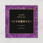 Mystical Celestial Moon Phase Amethyst Spiritueel Vierkante Visitekaartje (Voorkant)