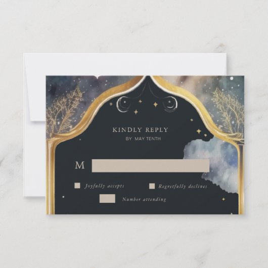Mystical Celestial Moon RSVP Response Kaart (Voorkant)