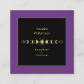 Mystical Celestial Moon Stars Amethyst Spiritueel Vierkante Visitekaartje (Voorkant)