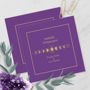 Mystical Celestial Moon Stars Amethyst Spiritueel Vierkante Visitekaartje