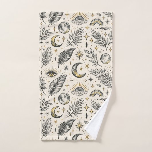 Mystical Celestial Moon Stars Pattern Bad Handdoek (Handdoek)