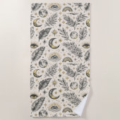 Mystical Celestial Moon Stars Pattern Custom Name Strandlaken (Voorkant)