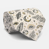 Mystical Celestial Moon Stars Pattern Custom Name Stropdas (Opgerold)