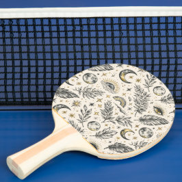 Mystical Celestial Moon Stars Pattern Custom Name Tafeltennisbatje