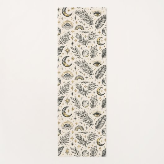 Mystical Celestial Moon Stars Pattern Custom Name Yogamat (Voorkant)