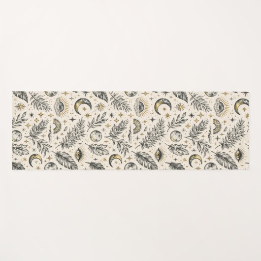 Mystical Celestial Moon Stars Pattern Custom Name Yogamat (Voorkant (horizontaal))