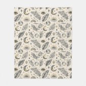 Mystical Celestial Moon Stars Pattern Fleece Deken (Voorkant)