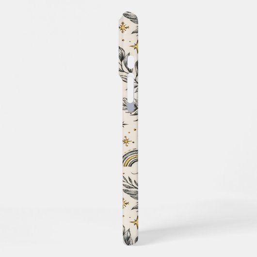 Mystical Celestial Moon Stars Pattern iPhone Hoesje (Linkerkant)