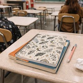 Mystical Celestial Moon Stars Pattern Notitieboek