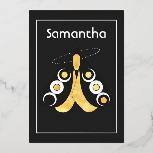 Mystical Celestial Silver and Gold Moth Folie Uitnodiging (Voorkant)