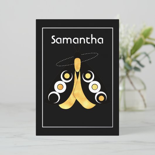 Mystical Celestial Silver and Gold Moth Folie Uitnodiging (Staand Voorkant)