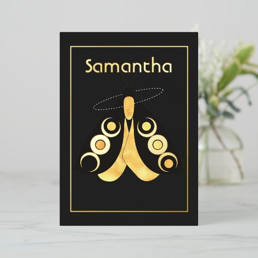 Mystical Celestial Silver and Gold Moths Folie Uitnodiging (Staand Voorkant)