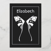Mystical Celestial Silver Moth Folie Invitation Folie Uitnodiging (Voorkant)