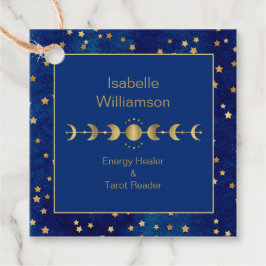 Mystical Celestial Stars Moon Phase Navy Blue Bedankjes Labels