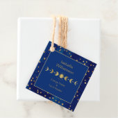 Mystical Celestial Stars Moon Phase Navy Blue Bedankjes Labels (In situ)