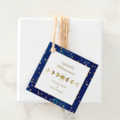 Mystical Celestial Stars Moon Phase Navy Blue Gold Bedankjes Labels (In situ)