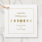 Mystical Celestial Stars Moon Phase Navy Blue Gold Bedankjes Labels (Voorkant)