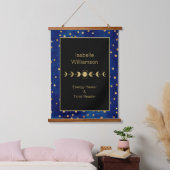 Mystical Celestial Stars Moon Phase Navy Blue Hangend Wandkleed (Slaapkamer)