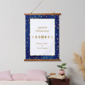 Mystical Celestial Stars Moon Phase Navy Blue Hangend Wandkleed (Slaapkamer)