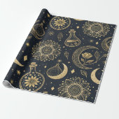 Mystical Celestial Witchcraft - Gold Botanical (2) Cadeaupapier (Uitgerold)