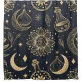 Mystical Celestial Witchcraft - Gold Botanical (2) Douchegordijn (Voorkant)