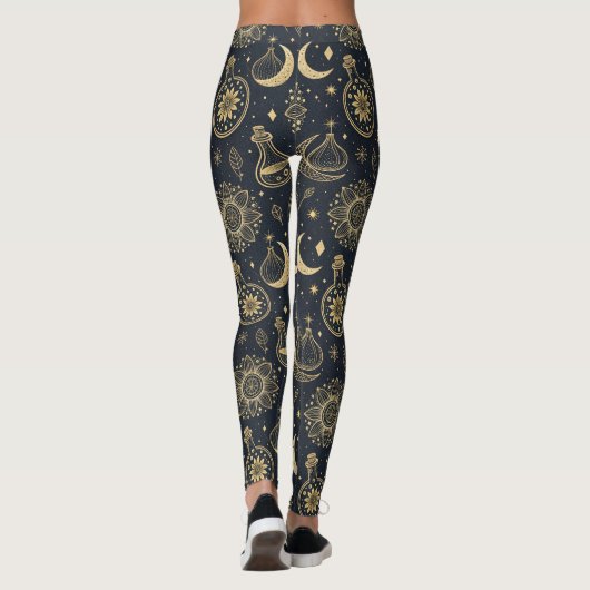 Mystical Celestial Witchcraft - Gold Botanical (2) Leggings (Achterkant)