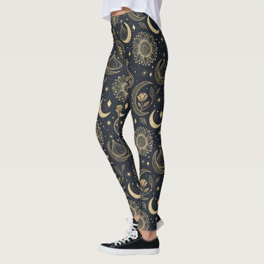 Mystical Celestial Witchcraft - Gold Botanical (2) Leggings (Links)