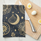 Mystical Celestial Witchcraft - Gold Botanical (2) Theedoek (Quarter Fold)