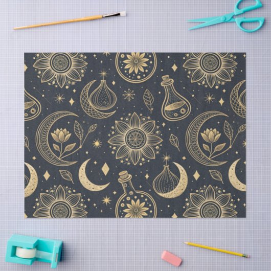 Mystical Celestial Witchcraft - Gold Botanical (2) Tissuepapier (Craft)