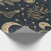Mystical Celestial Witchcraft - Gold Botanical Cadeaupapier (Hoek)