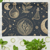 Mystical Celestial Witchcraft - Gold Botanical Theedoek (Gevouwen)