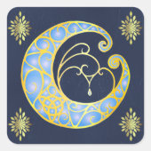 Mystical Celtic Moon Vierkante Sticker (Voorkant)
