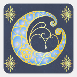 Mystical Celtic Moon Vierkante Sticker