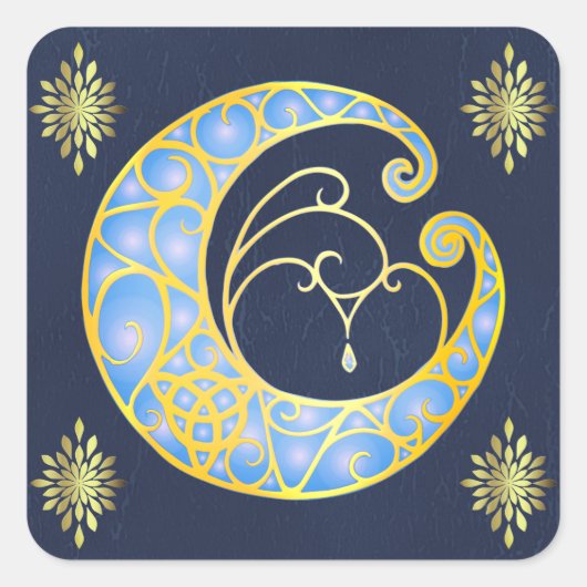 Mystical Celtic Moon Vierkante Sticker (Voorkant)